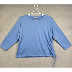 Studio B Bobeau Top Women XL Blue Adjustable Ruched Side Knit Stretch Soft Comfy